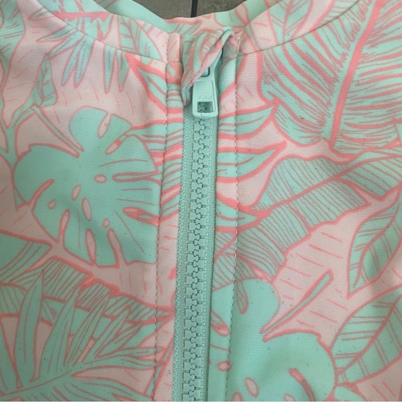 NWOT Cat & Jack toddler one piece swim palm print pink green 2T - Picture 5 of 8